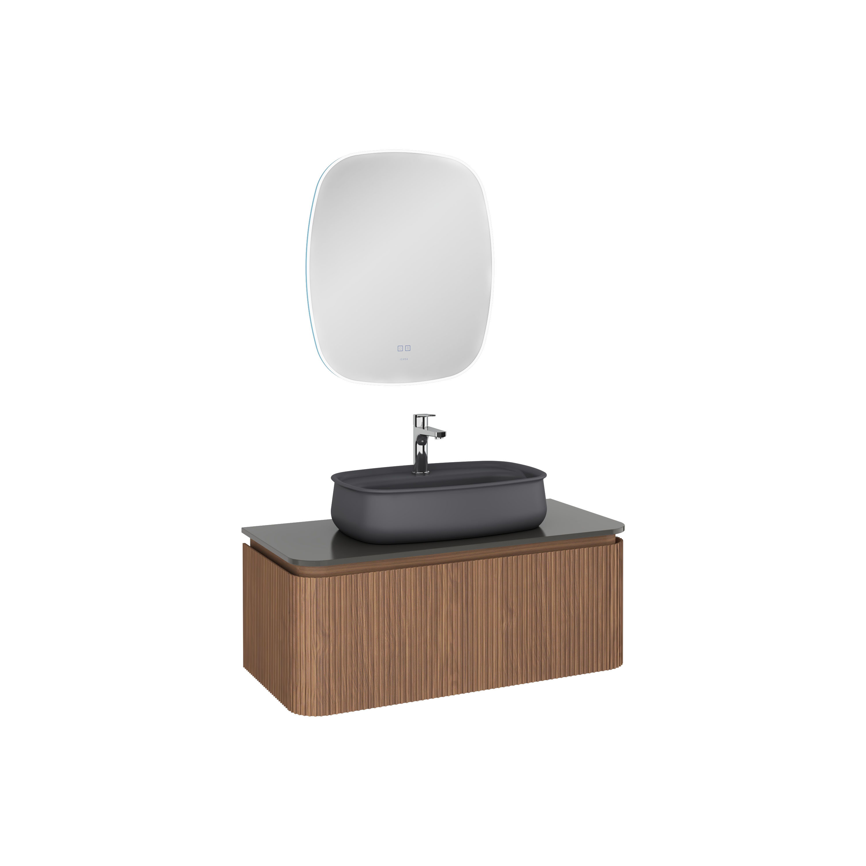 Fluido Lavabo Ünitesi, 100 cm, Siyah Lavabo