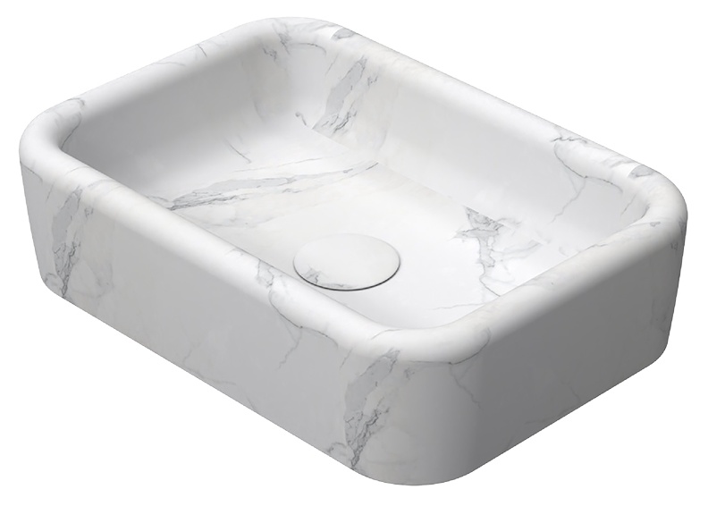 Curvo Marmo Beyaz Desenli Lavabo 60 cm