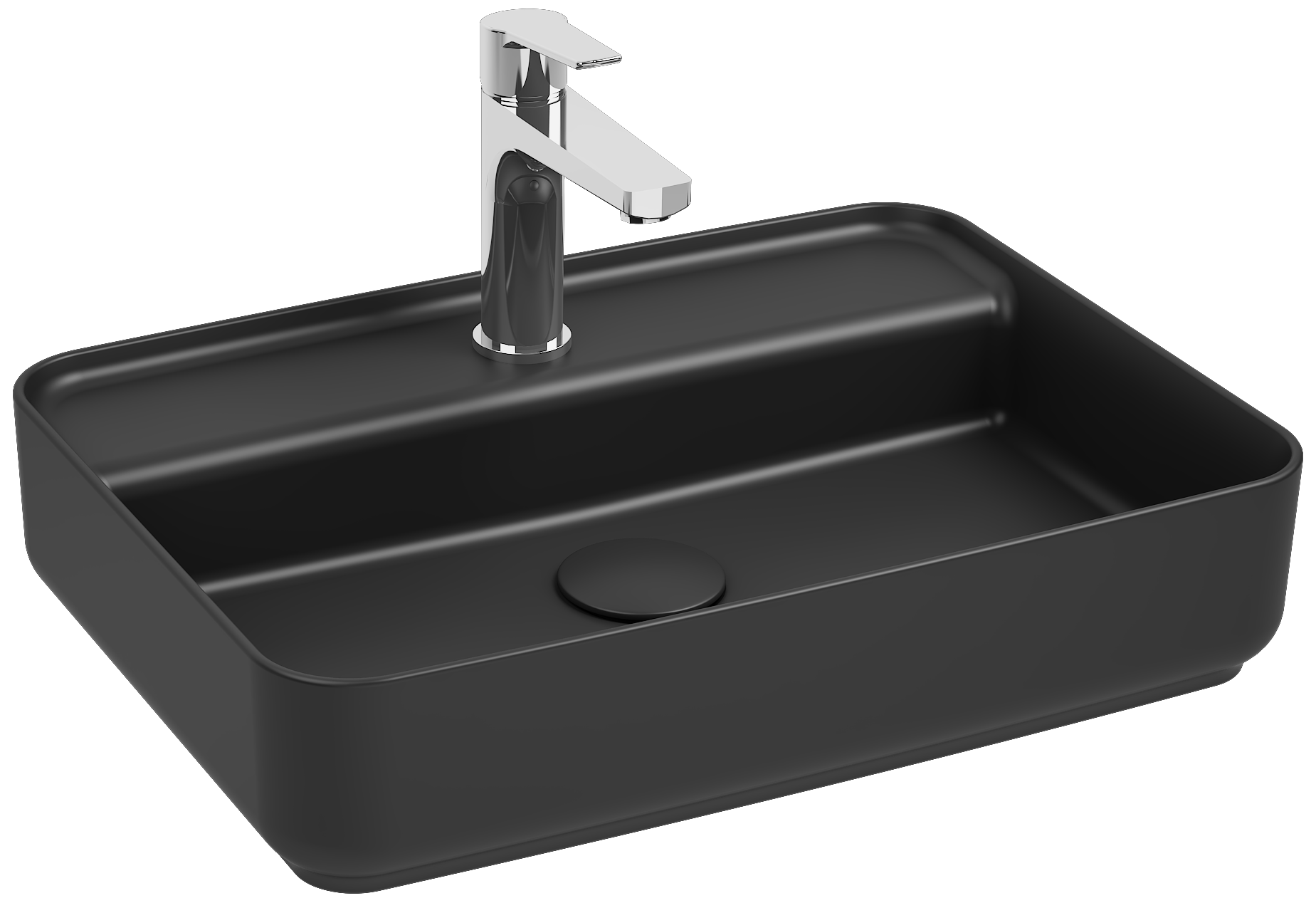 Infinity Tezgah Üstü Lavabo 55 cm- Siyah