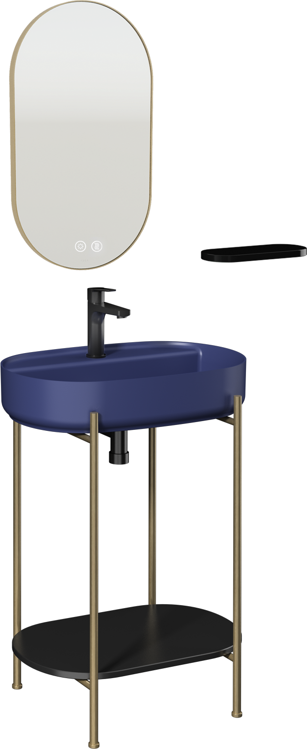 Puno Art Metal Lavabo Ünitesi Isvea Mavisi Lavabo 60cm