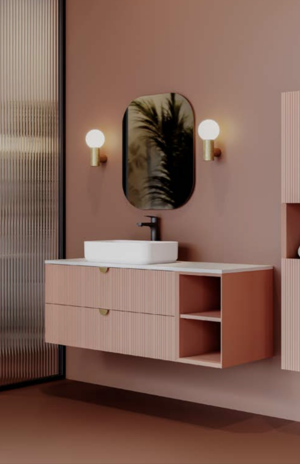 DENEME- Infinity Lavabo Dolabı Açık Raf 130cm Yakut Kırmızı