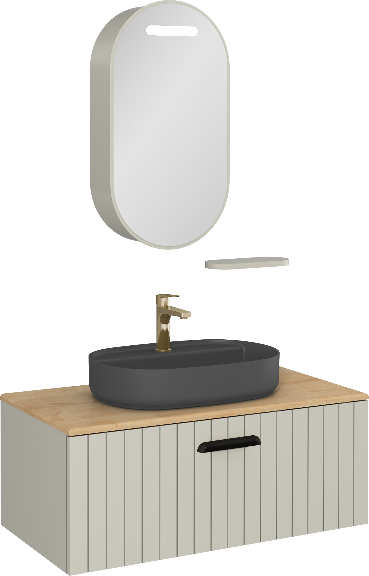 Rinato Lavabo Ünitesi Taş Gri 100 cm 