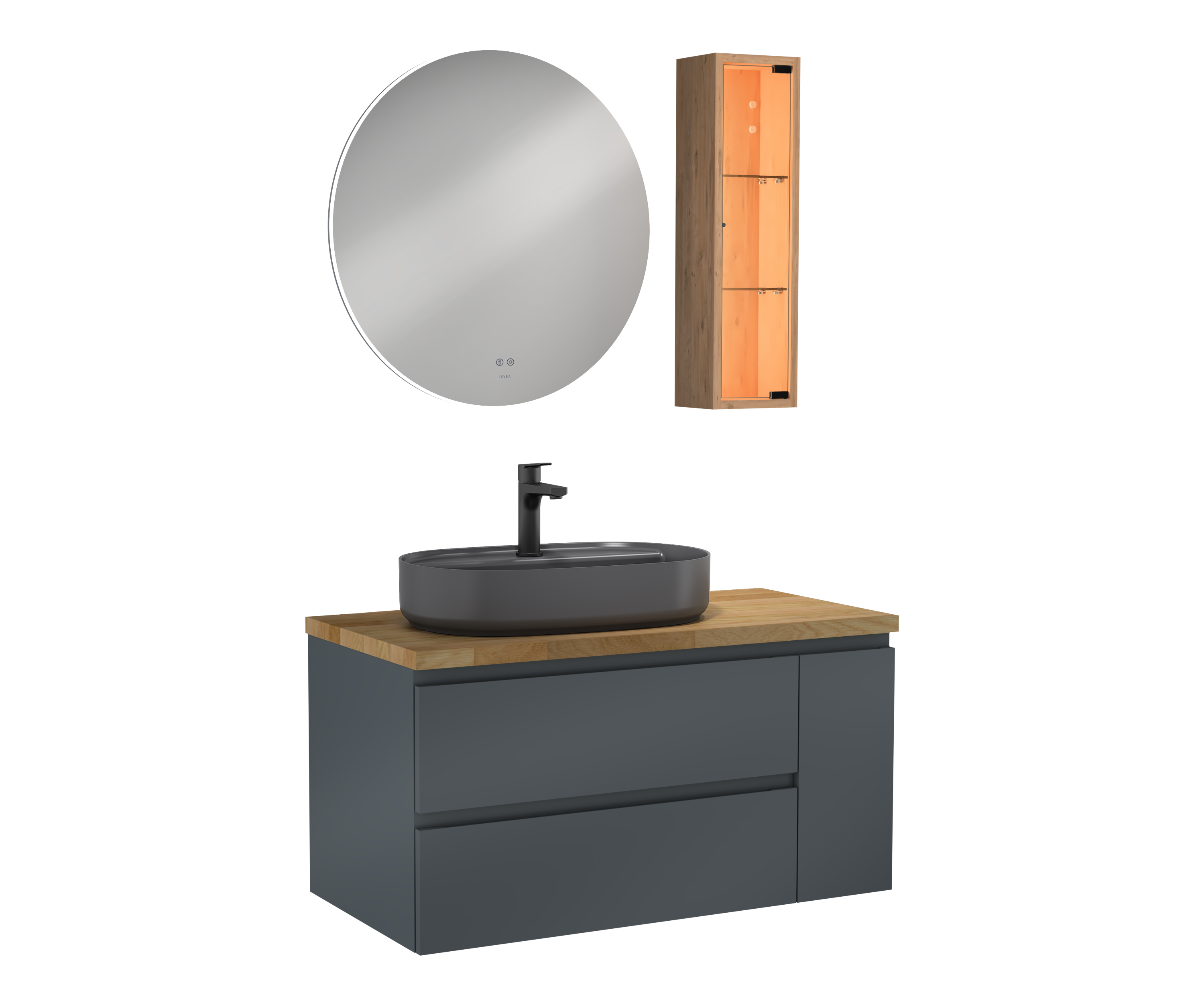 Luce Lavabo Ünitesi Antrasit, Antrasit Lavabolu 100 cm