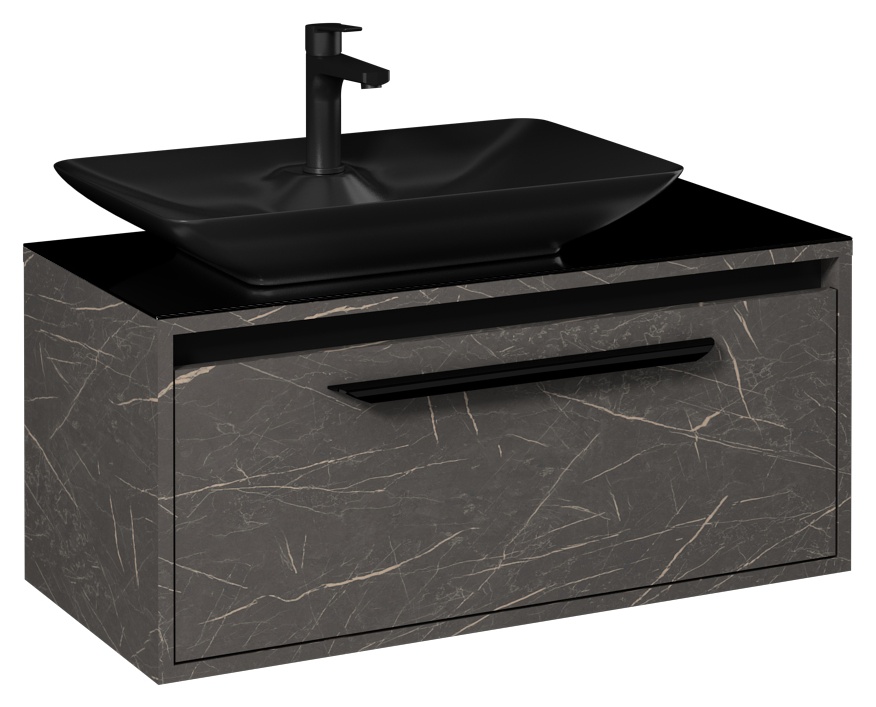 Bella Lavabo Dolabı 90 cm (10SY50065-2N Siyah dahil) Latin Mermer