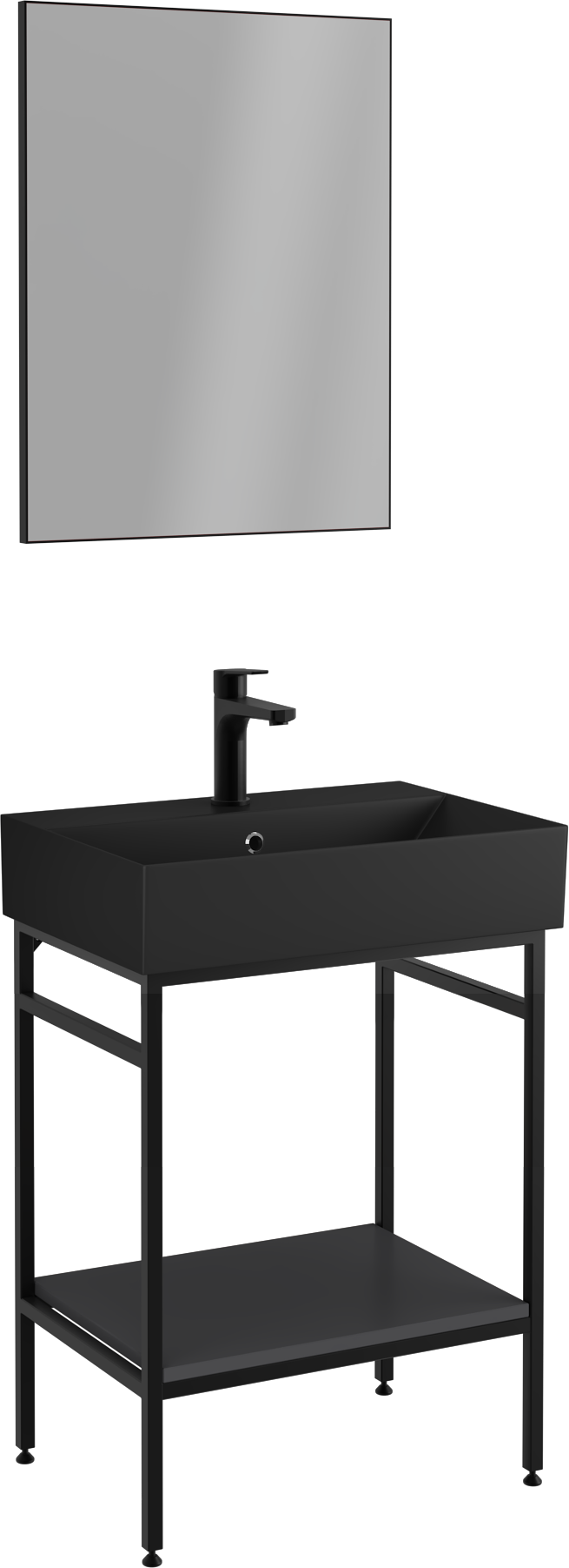 Fermo Raflı Lavabo Ünitesi Antrasit 60 cm 
