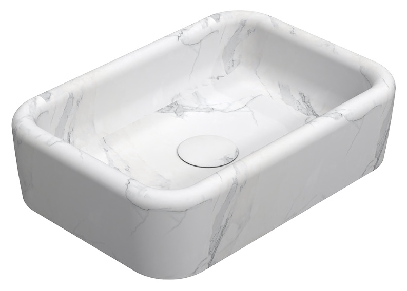 Curvo Marmo Beyaz Desenli Lavabo 60 cm