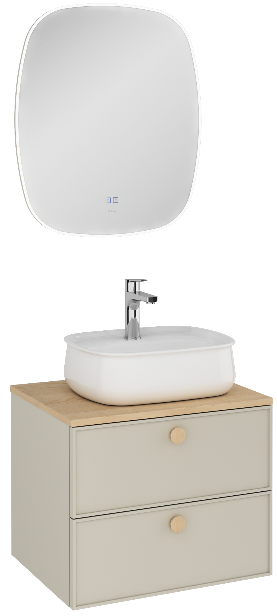 Mondo Çift Çekmeceli Lavabo Ünitesi Çakıl Gri 60 cm