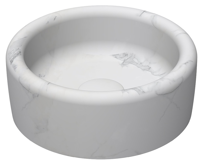 Curvo Marmo Beyaz Desenli Lavabo 42 cm