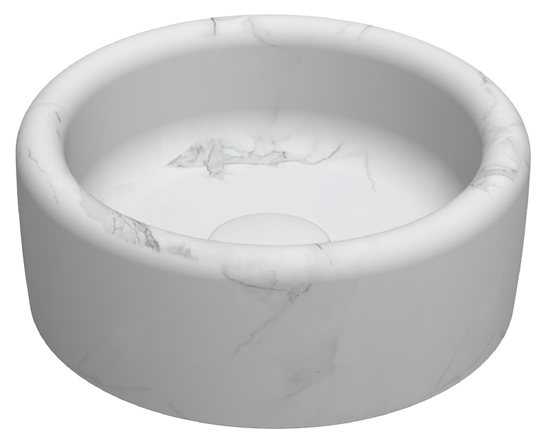 Curvo Marmo Beyaz Desenli Lavabo 42 cm