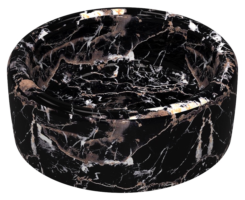 Curvo Marmo Siyah Desenli Lavabo 42 cm