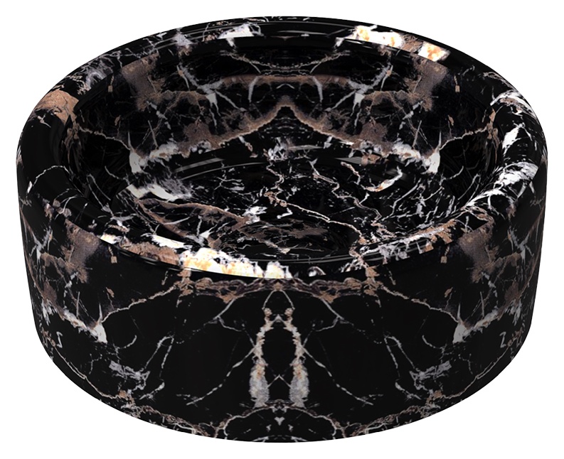 Curvo Marmo Siyah Desenli Lavabo 42 cm