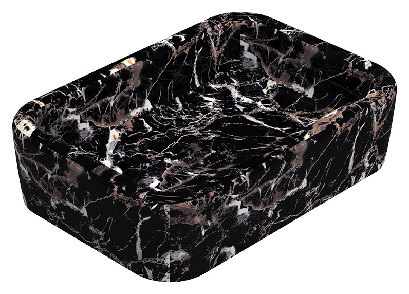 Curvo Marmo Siyah Desenli Lavabo 60 cm