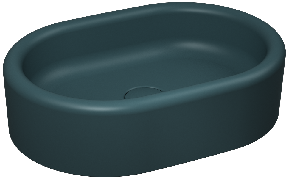 Curvo Tezgah Üstü Lavabo 60 cm Petrol Yeşili