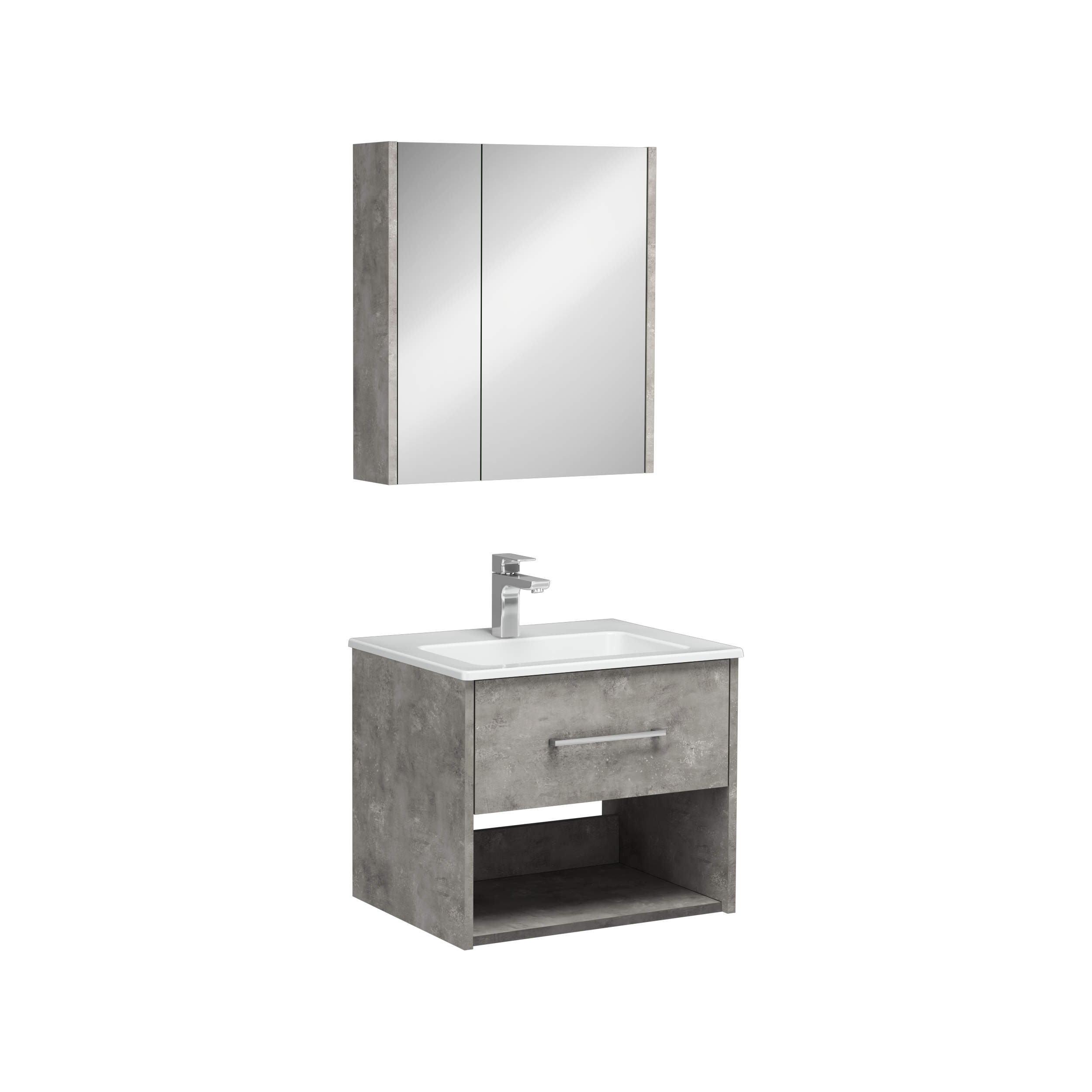 Combinato Lavabo Dolabı Tek Çekmeceli Retro Gümüş 60 cm