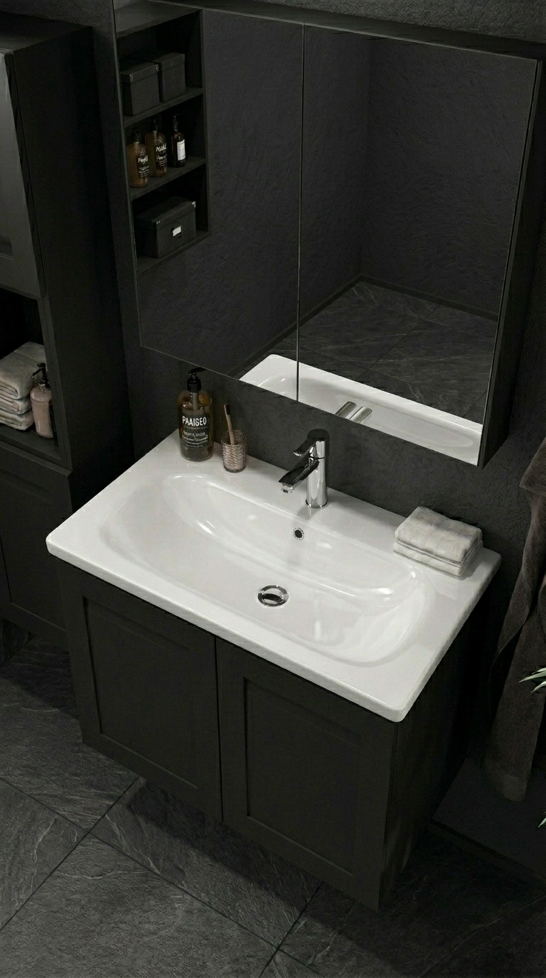 Linaro Lavabo Ünitesi Antrasit 80 cm 