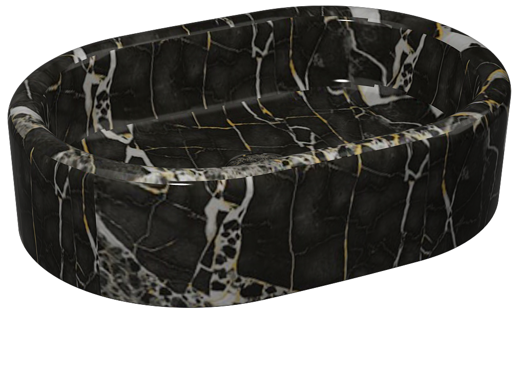 Curvo Lavabo 60 cm Marmo Siyah