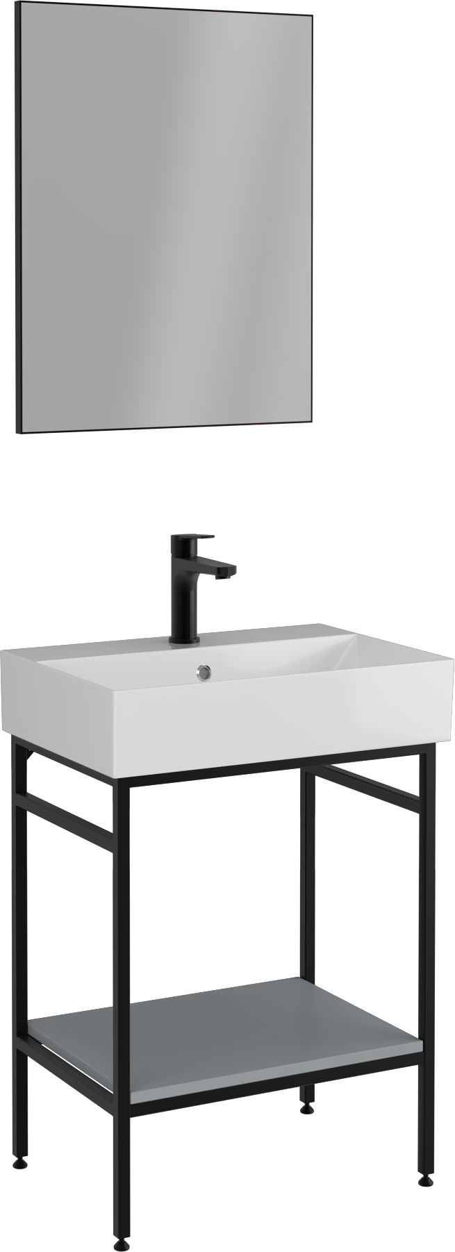 Fermo Raflı Lavabo Ünitesi Gri 60 cm 