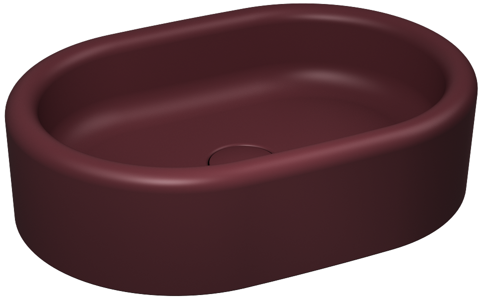Curvo Tezgah Üstü Lavabo 60 cm Rustik Bordo
