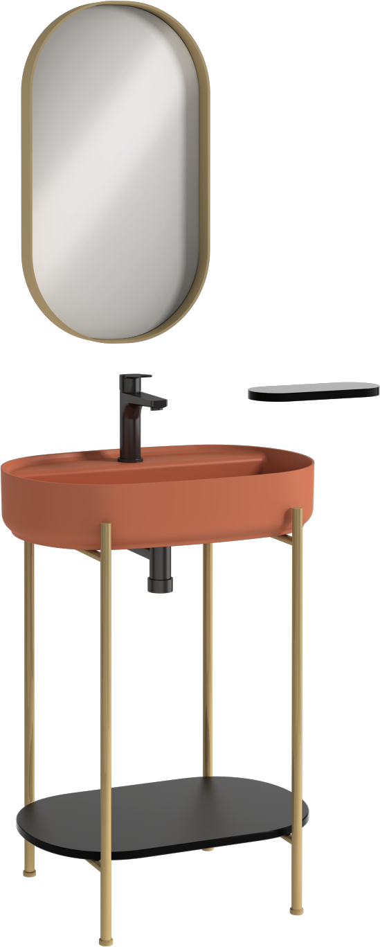 Puno Art Metal Lavabo Ünitesi Terracotta Lavabo 60 cm 