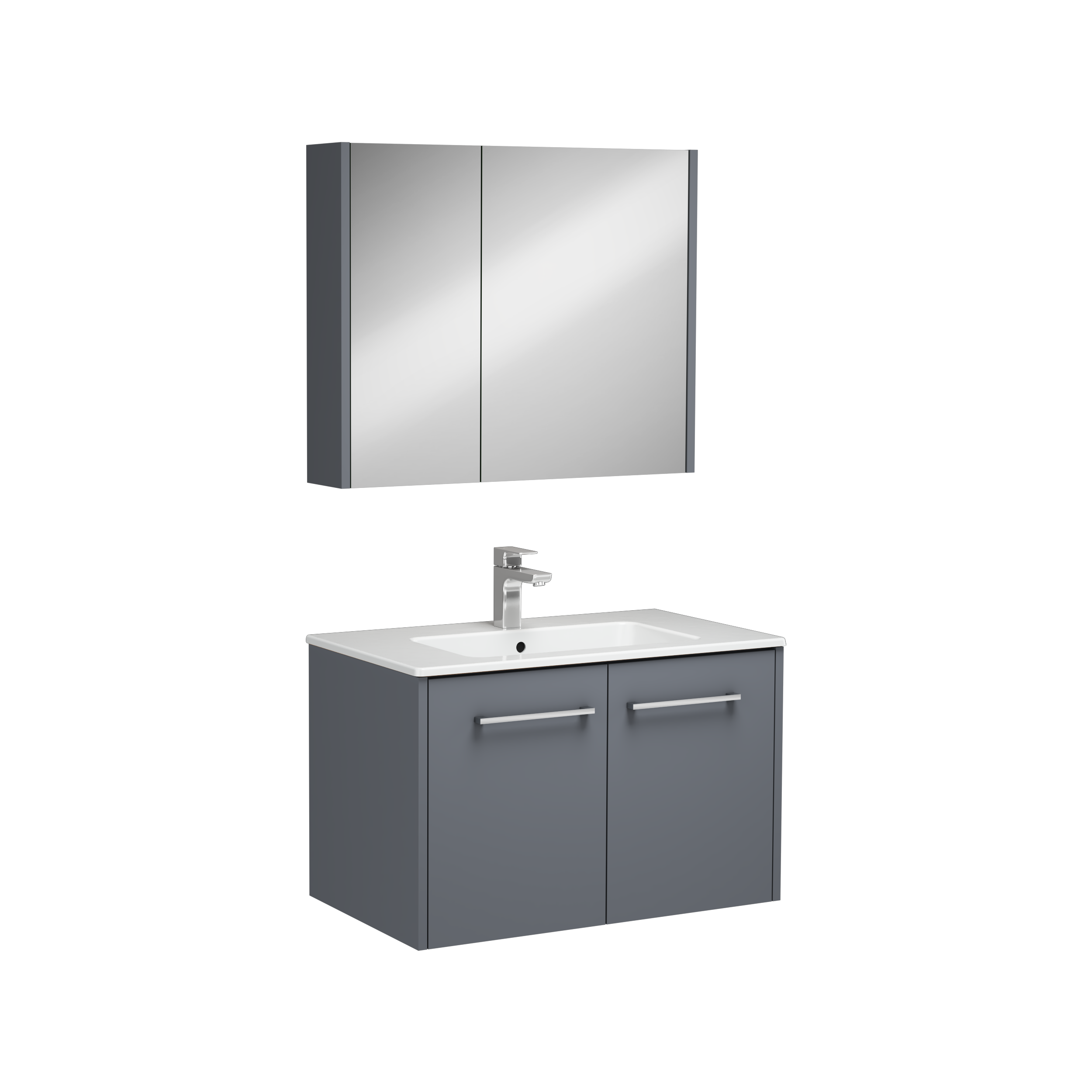 Combinato Lavabo Dolabı Kapaklı Antrasit 80 cm 