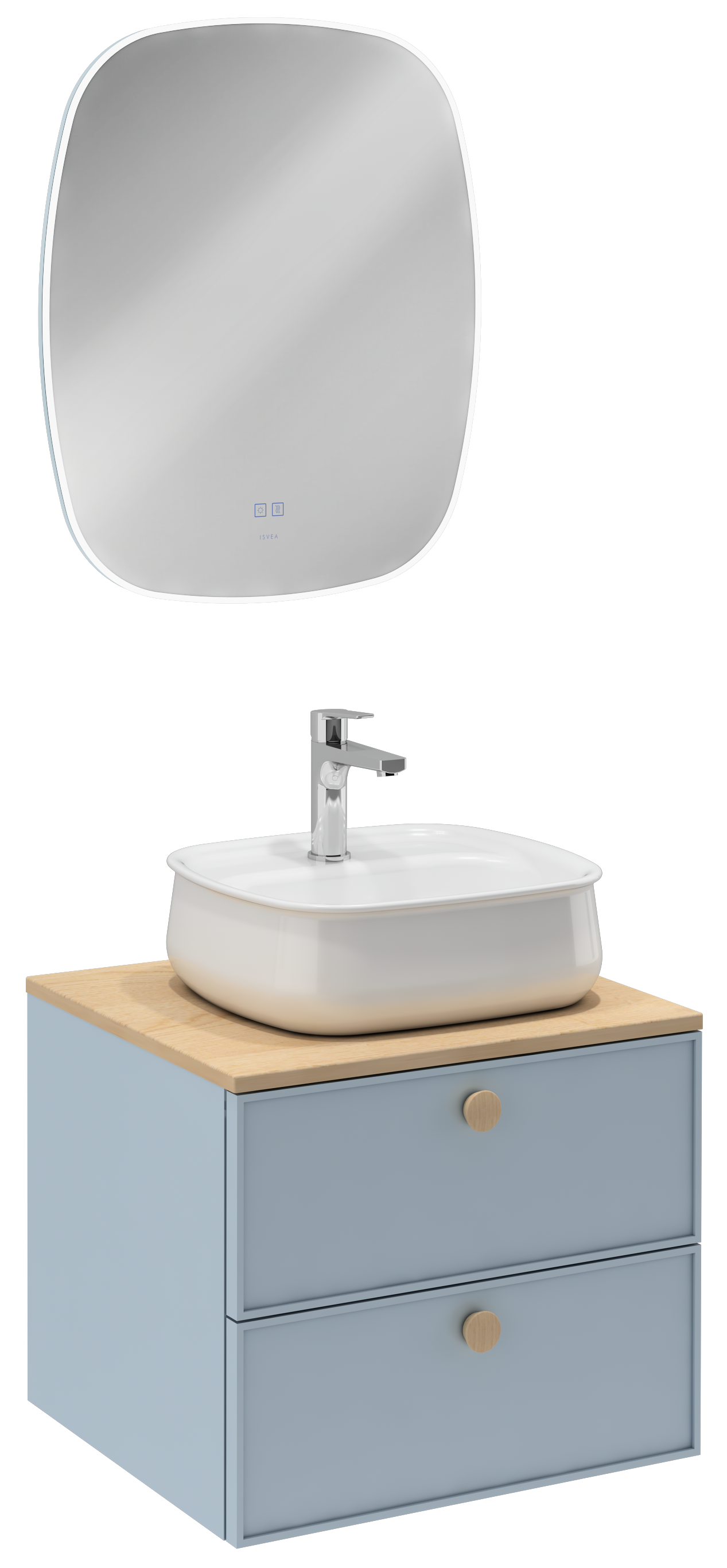 Mondo Çift Çekmeceli Lavabo Ünitesi Turkuaz 60 cm