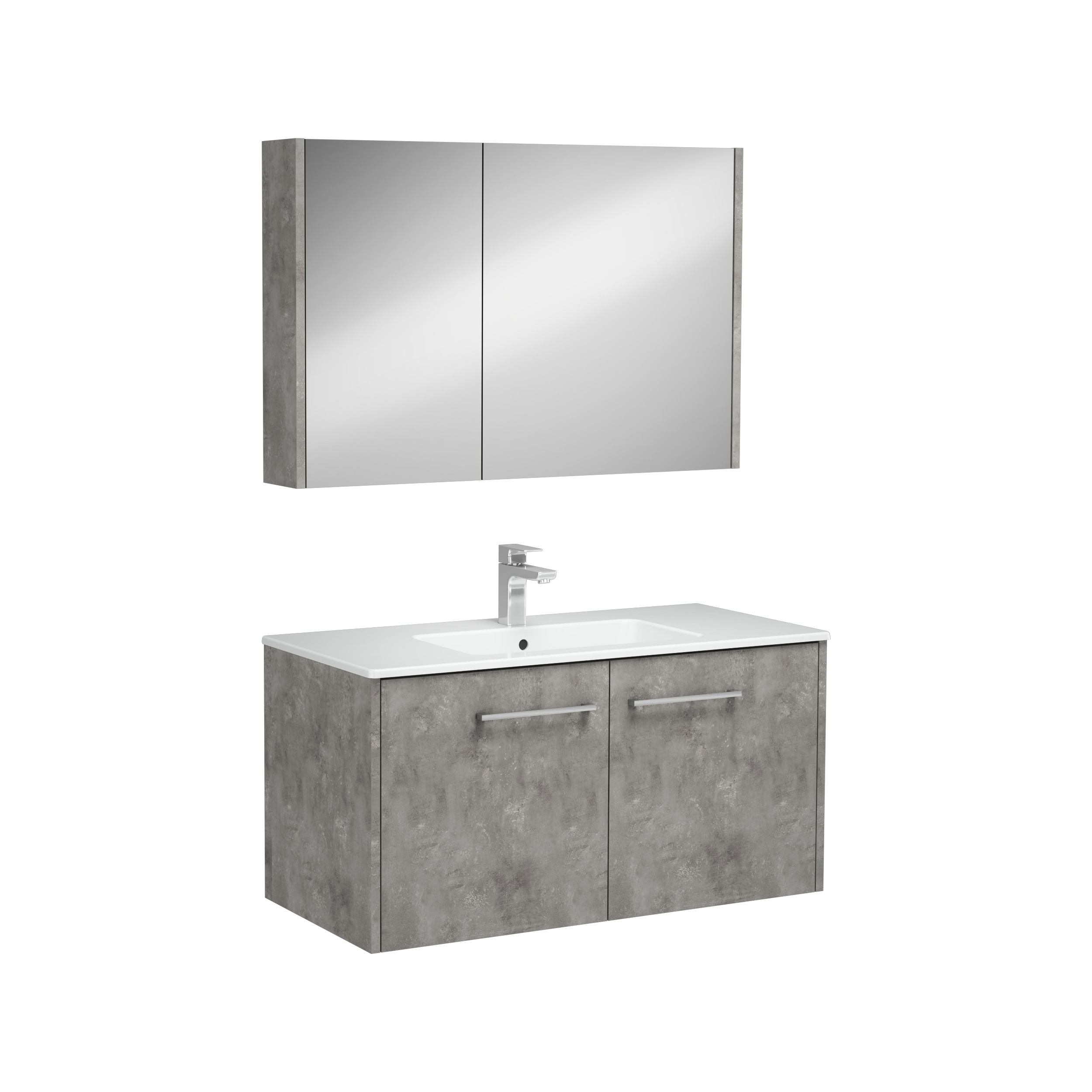 Combinato Lavabo Dolabı Kapaklı Retro Gümüş 100 cm
