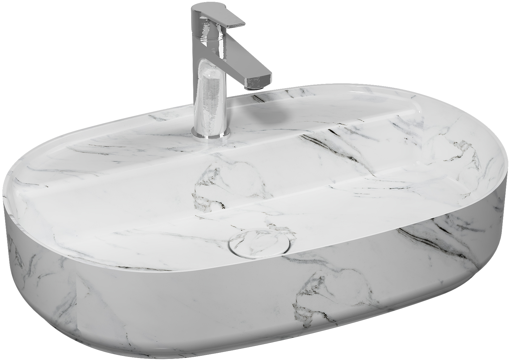 Infinity Tezgah Üstü Lavabo 60 cm Marmo Beyaz