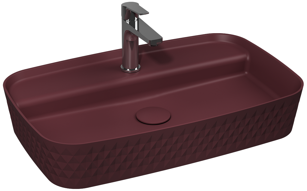 Rondini Tezgah Üstü Lavabo 65 cm Rustik Bordo