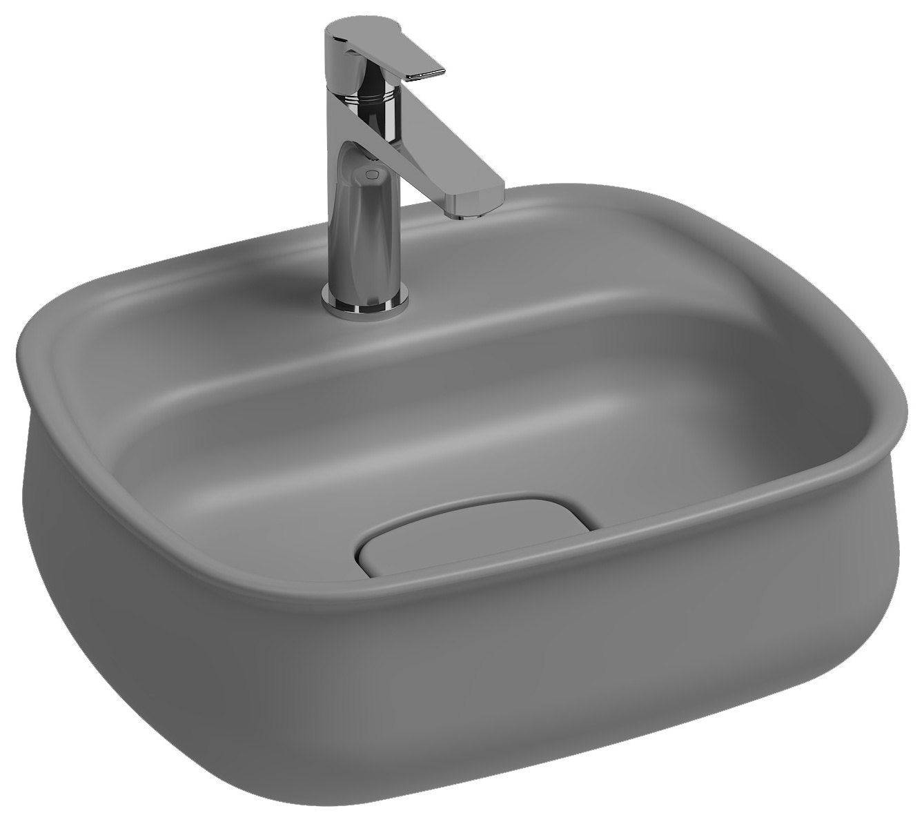 Fluido Tezgah Üstü Lavabo, 47 cm Taş Gri