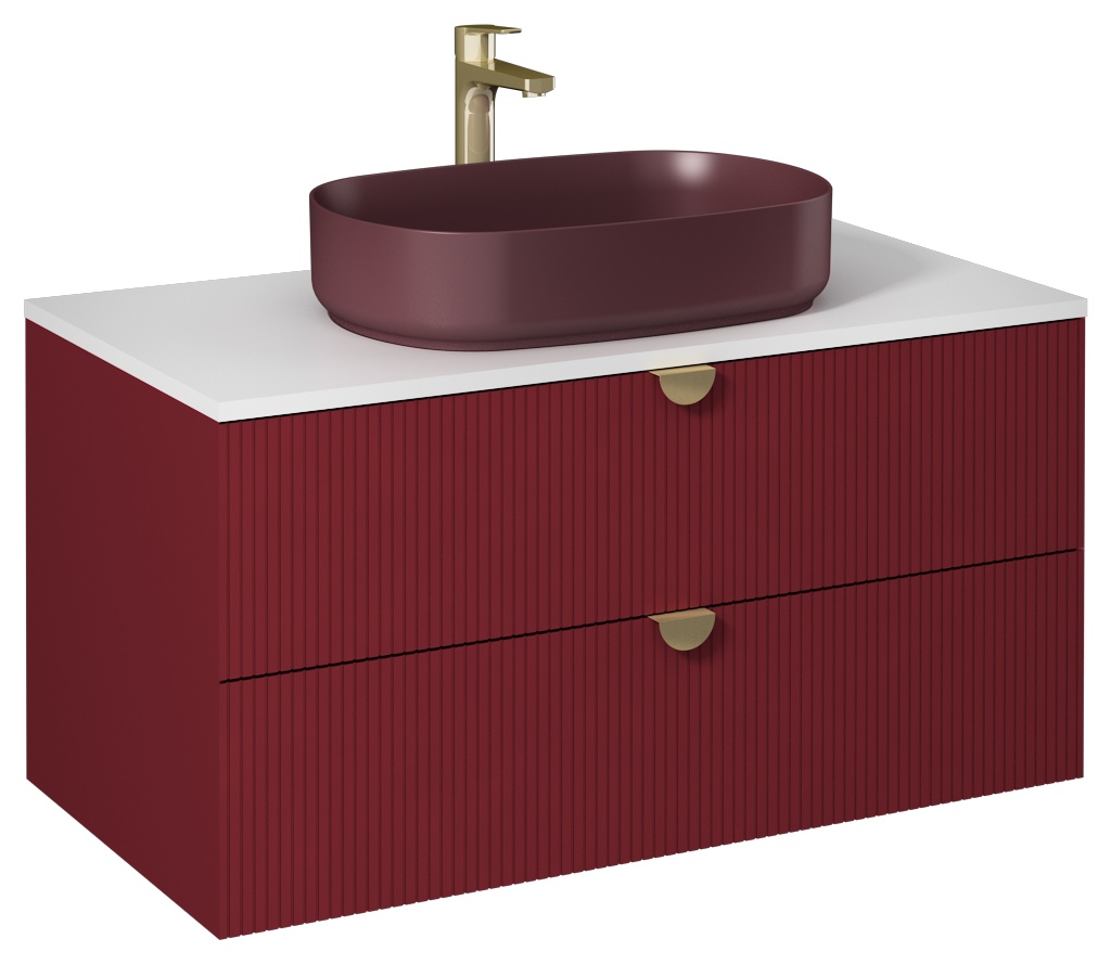 Infinity Lavabo Dolabı 100cm (10NF65055-2Rdahil) Yakut Kırmızı