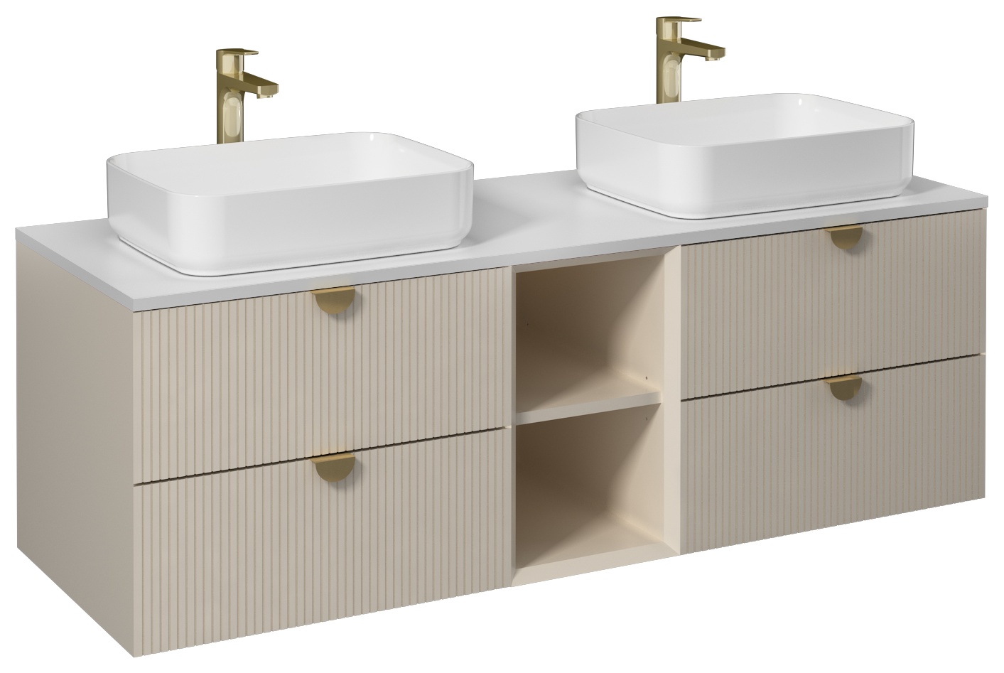 Infinity Lavabo Dolabı 150cm (10NF65050 x2 Lavabo dahil) Krem