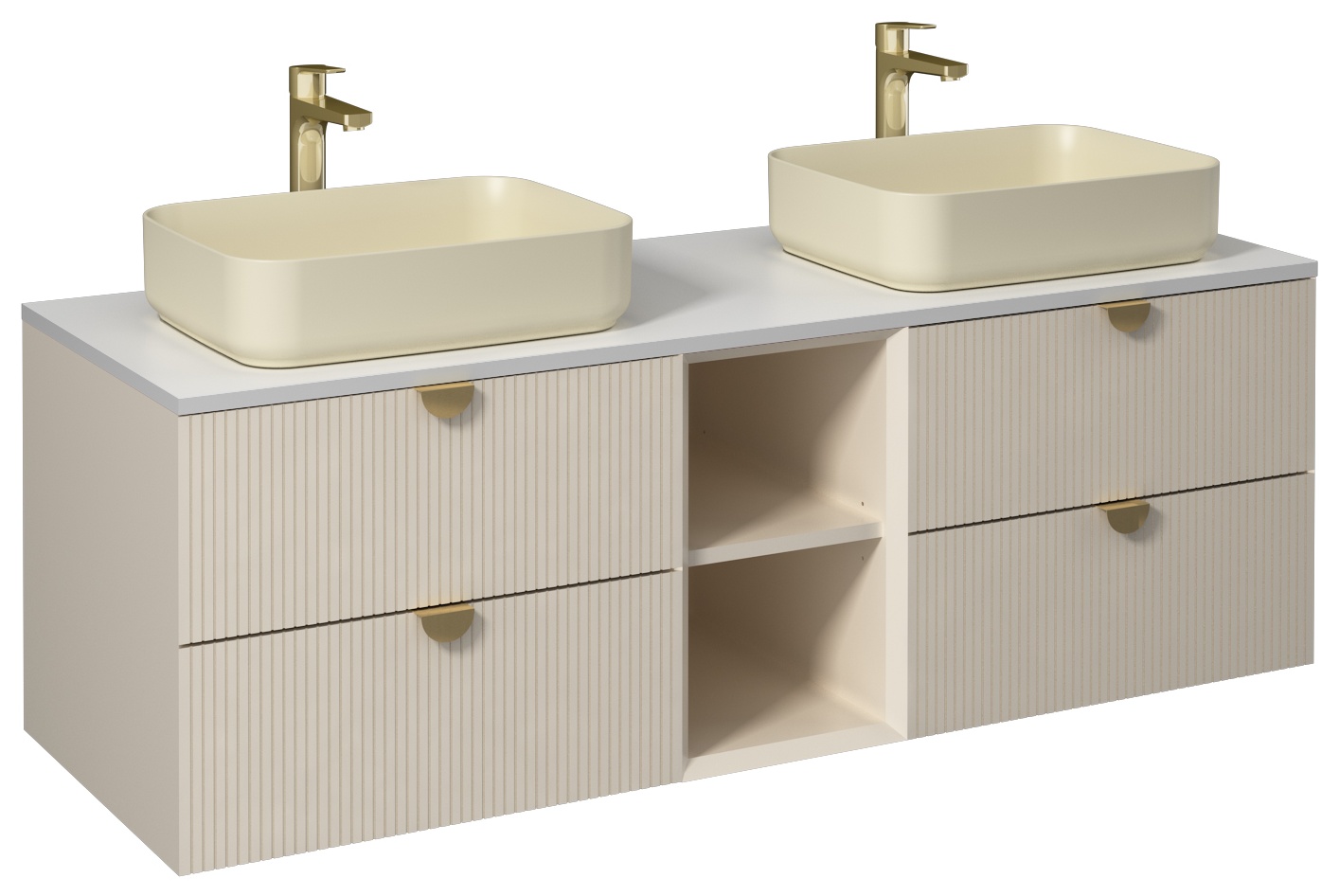 Infinity Lavabo Dolabı 150cm (110NF65050-2K x2 Lavabo dahil) Krem