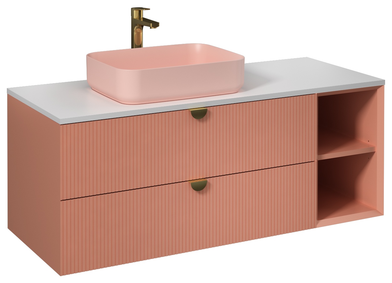 Infinity Lavabo Dolabı Açık Raf130cm( 10NF65050-2Sdahil) Koyu Somon