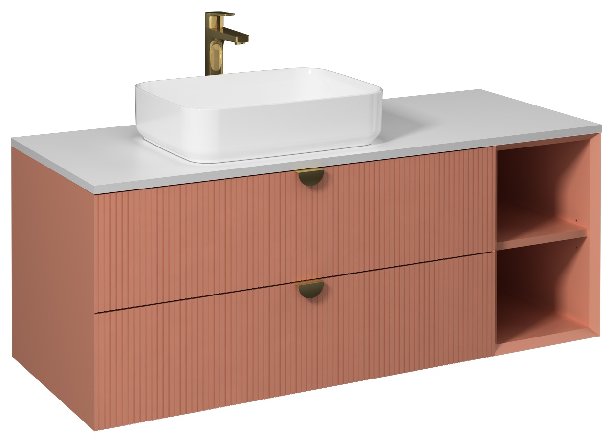 Infinity Lavabo Dolabı Açık Raf130cm (10NF65050dahil) Koyu Somon