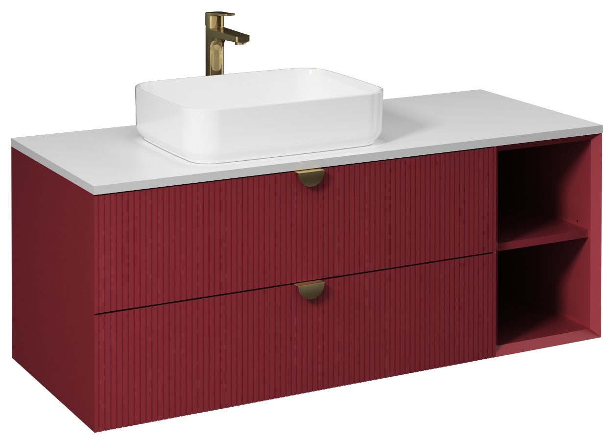 Infinity Lavabo Dolabı Açık Raf130cm (10NF65050dahil) Yakut Kırmızı