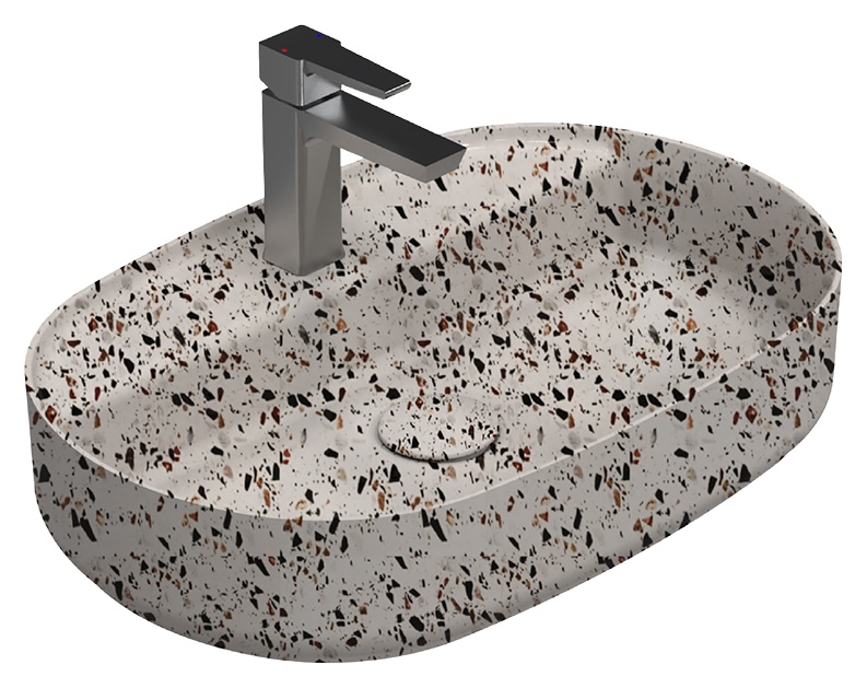 Infinity Terrazo Desenli Tezgah Üstü Lavabo 60 cm