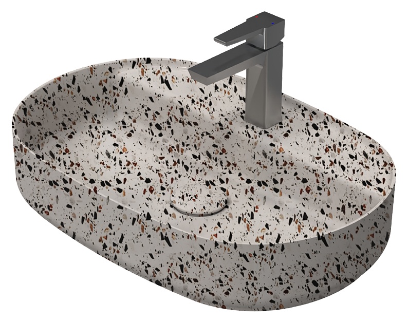 Infinity Terrazo Desenli Tezgah Üstü Lavabo 60 cm