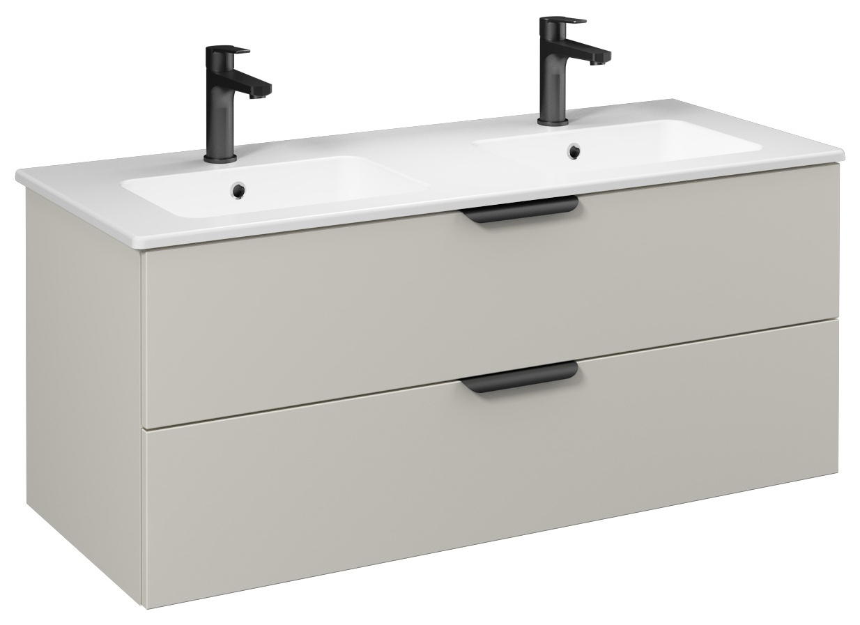 LIV Lavabo Dolabı Çift Çekmece120cm (10SL50121 Çift Hazneli dahil) Açık Bej 