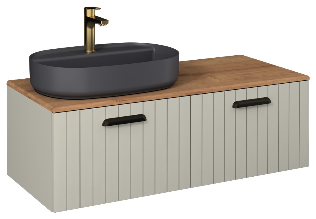 Rinato 120cmLavabo Dolabı Taş Gri, (10NF65060-2N) Antrasit Lavabolu Sol