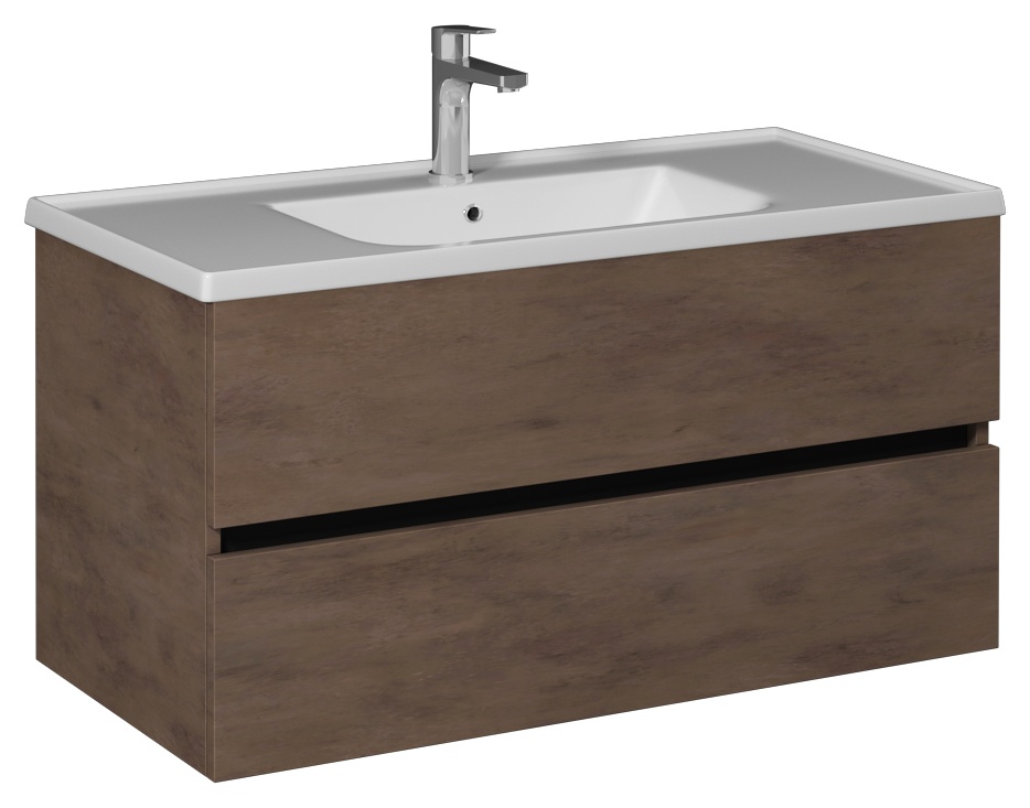 Trio + Lavabo Dolabı 100 cm Çift Çekmece(10LE50101 dahil) Retro Bronz