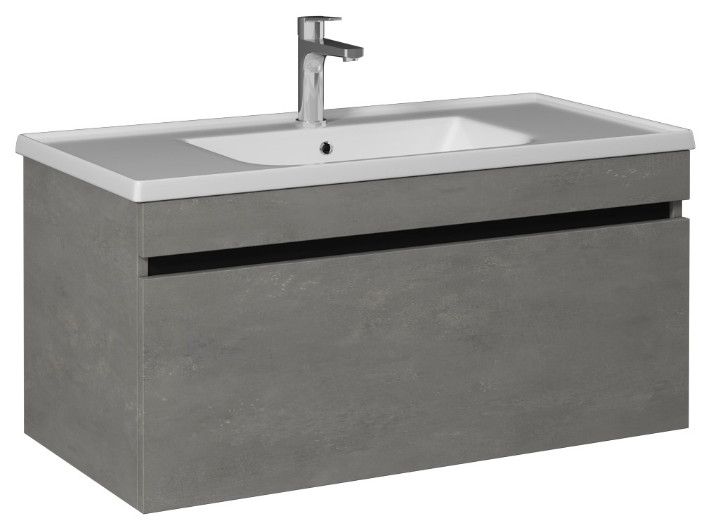 Trio + Lavabo Dolabı 100 cm Tek Çekmece(10LE50101 dahil) Retro Gümüş