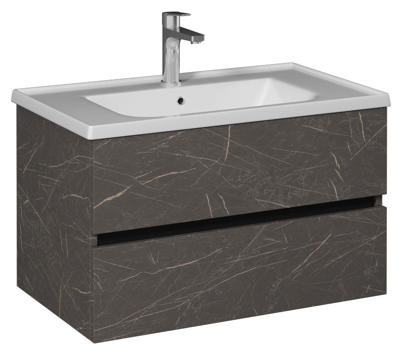 Trio + Lavabo Dolabı 80 cm Çift Çekmece(10LE50081 dahil) Latin Mermer