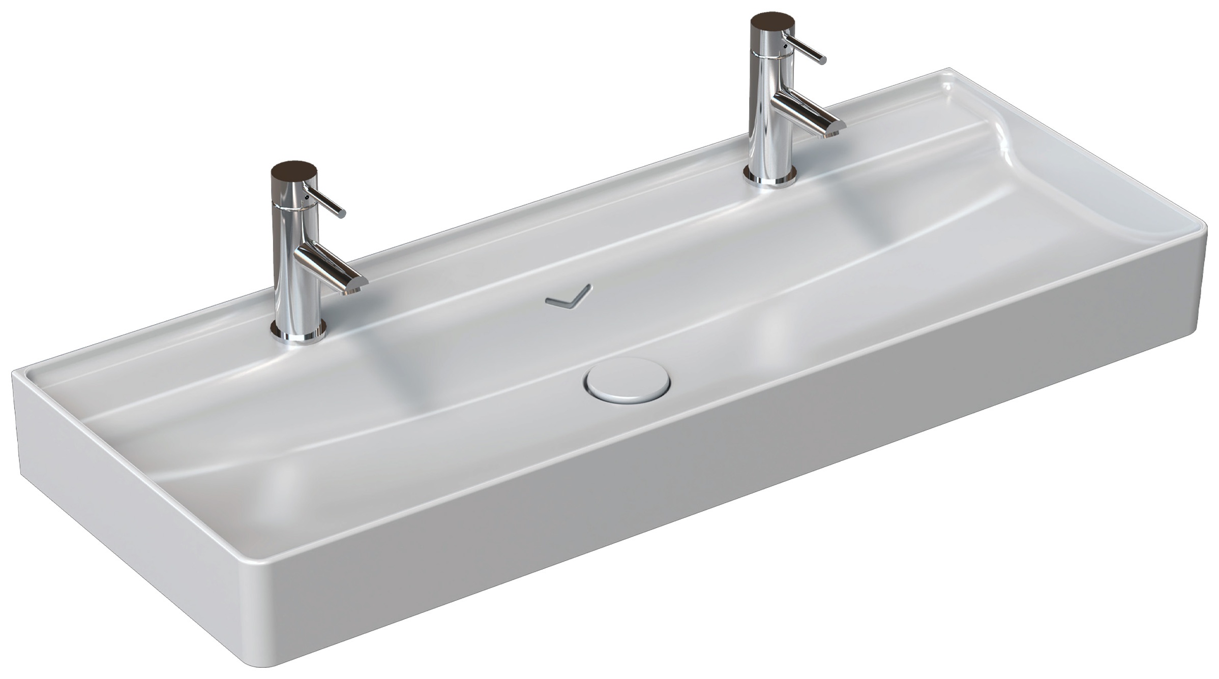 Vea Tezgah Üstü Lavabo 121 cm Beyaz Çift Bataryalı